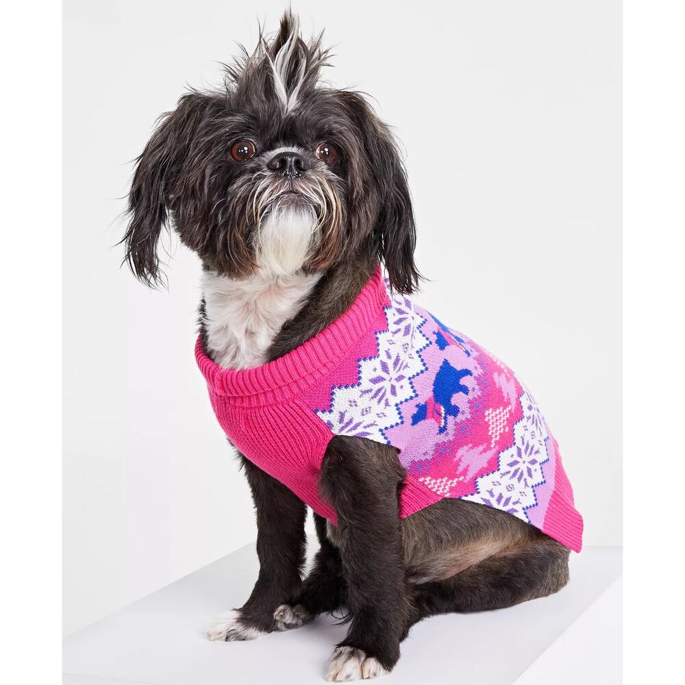 Charter Club Holiday Lane Festive Fair Isle Pet Sweater In Purple Sapphire Combo